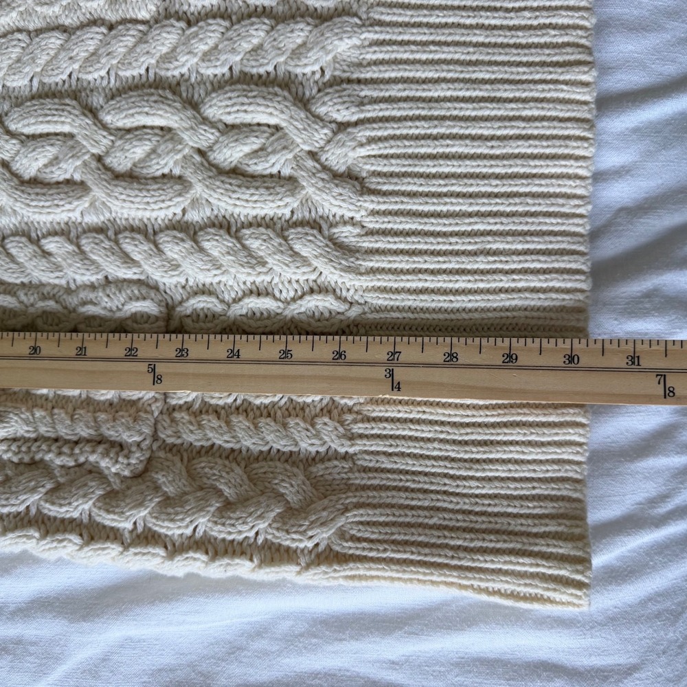 Ralph Lauren Cream Cable Knit Sweater Dress Short Sleeve Button Collar XL 16 - Picture 6 of 9